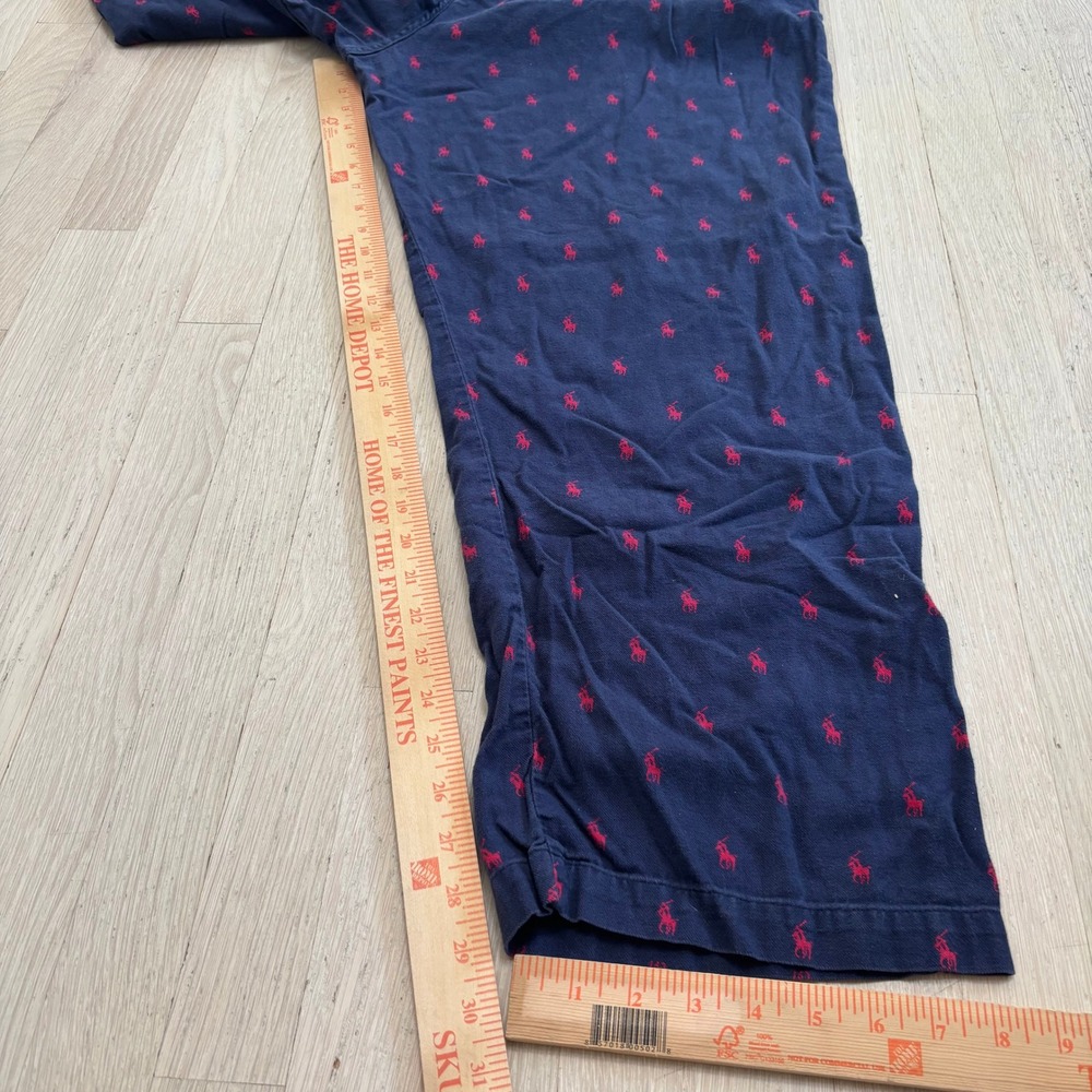 Polo Ralph Lauren Pajama Pants Mens Large Navy Blue Excellent Pony Print - Picture 5 of 5